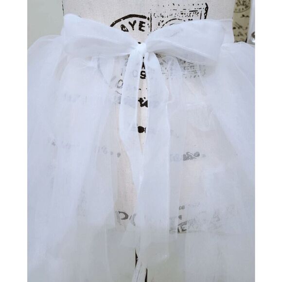 🤍 NEW Bridal Wedding Layered Tulle Mesh Petticoat Train Wrap Hi-Lo Open Skirt - Picture 7 of 16